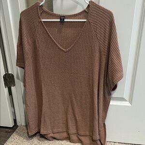Vici Cocoa Short Sleeve Waffle Knit Top